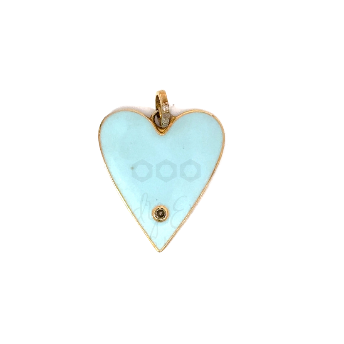 Enamel Heart Pendant with Diamond