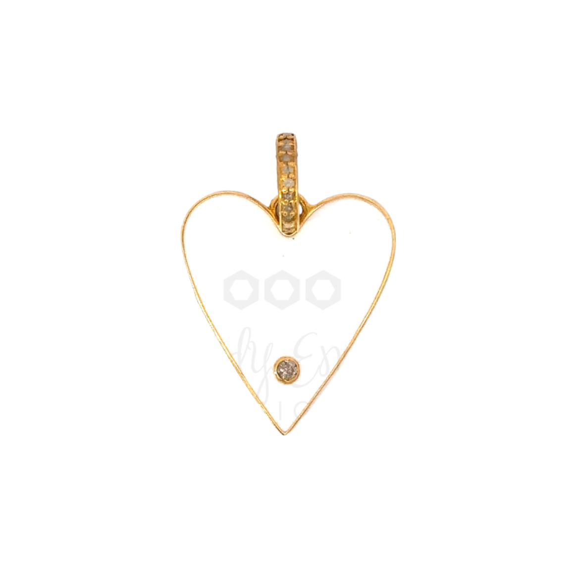 Enamel Heart Pendant with Diamond
