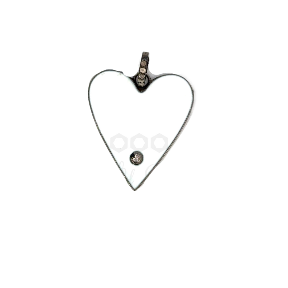Enamel Heart Pendant with Diamond