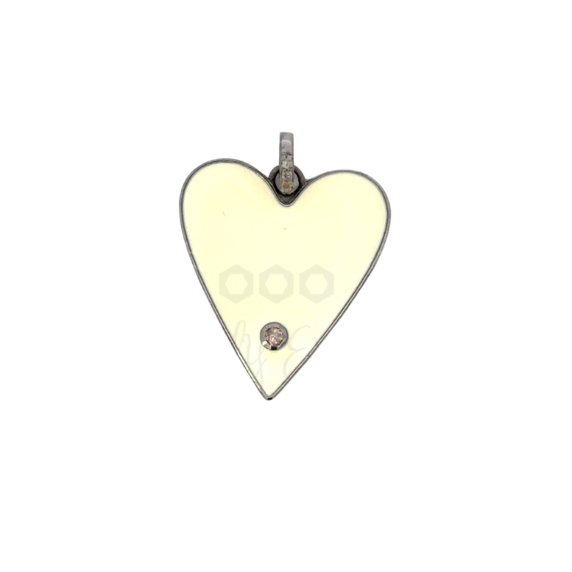 Enamel Heart Pendant with Diamond