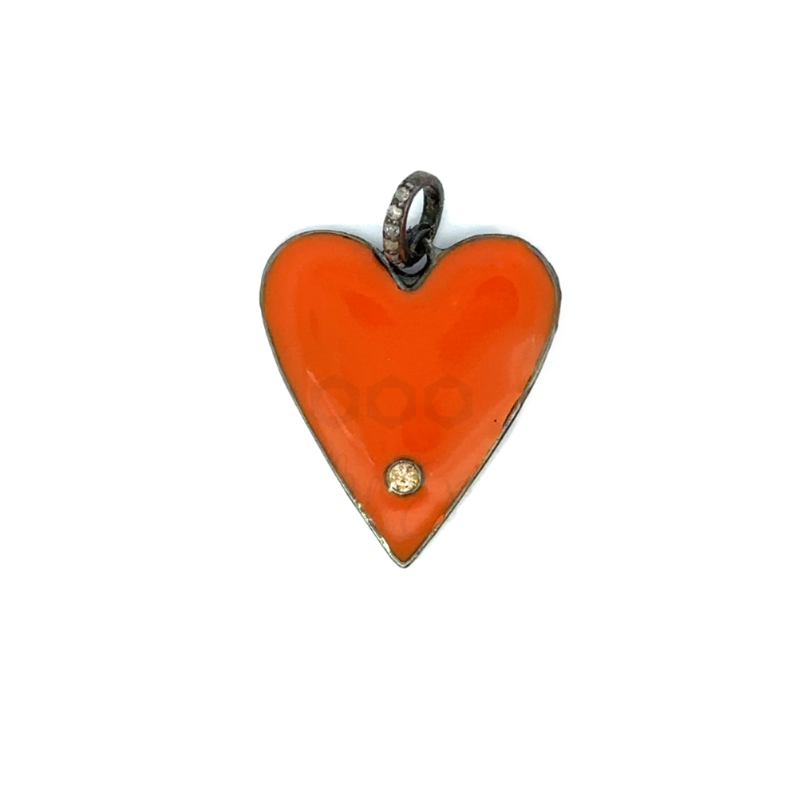 Enamel Heart Pendant with Diamond
