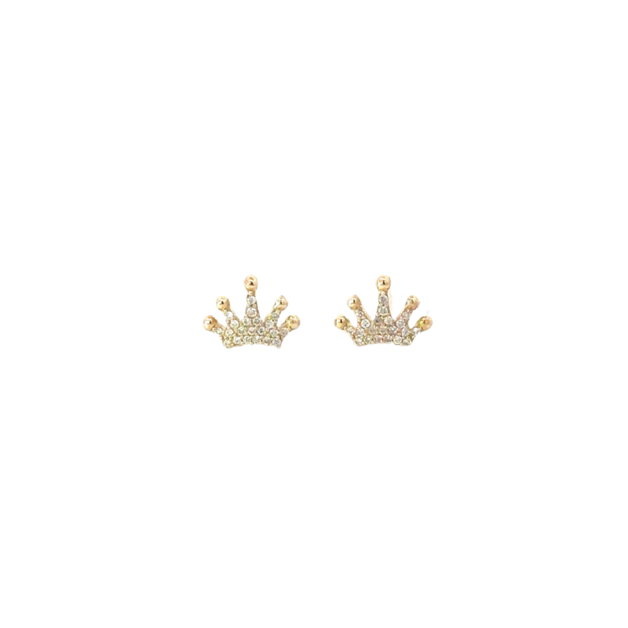 Yellow Gold Pave Diamond Crown Earring