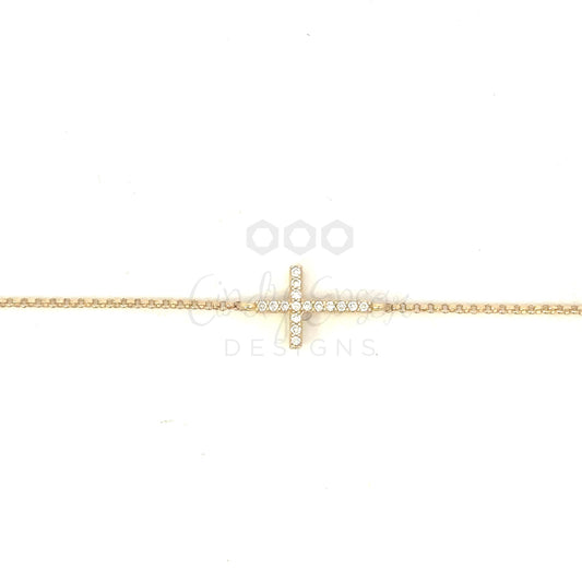 Pave Diamond Sideways Cross Bracelet