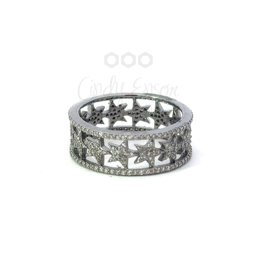 Sterling Pave Star Band