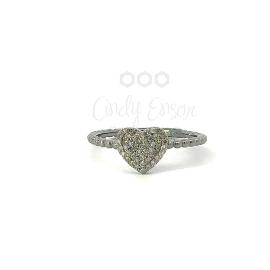Sterling Pave Heart on Twisted Band Ring