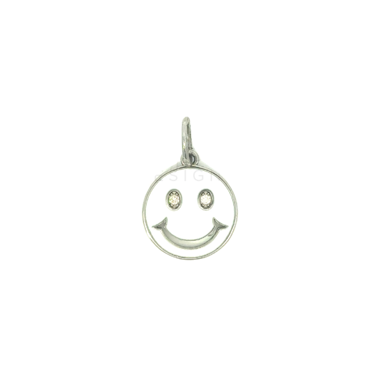 Sterling and White Enamel Smiley Face Pendant