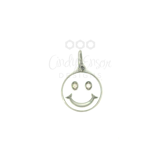 Sterling and White Enamel Smiley Face Pendant