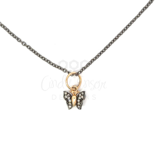 Sterling Chain with Small Mixed Metal Butterfly Necklace