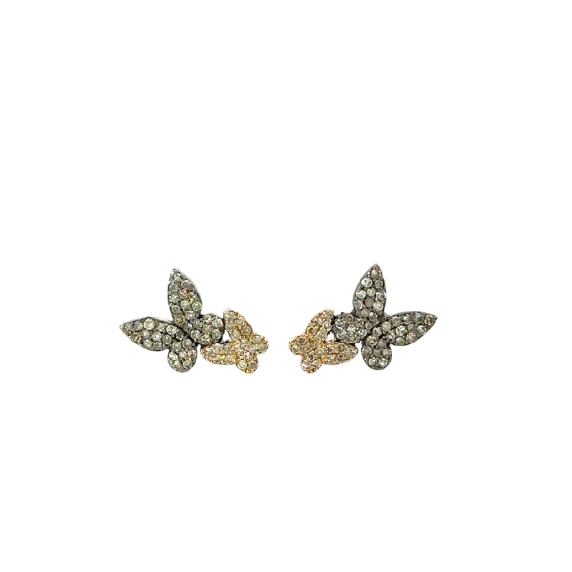 Single Mixed Metal Double Butterfly Earring