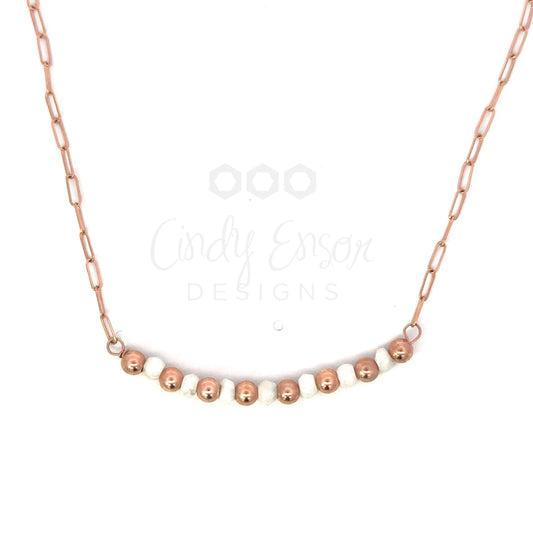 Rose Gold Filled and White Agate Bar Necklace