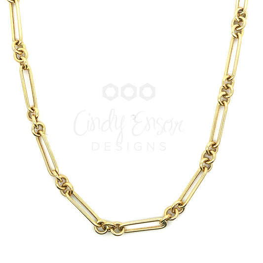 Yellow Gold Thin Vintage Paper Clip Necklace