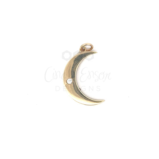 Crescent Moon Pendant with Diamond