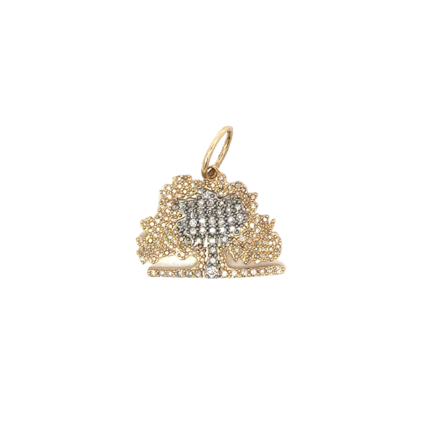 Mixed Metal Full Pave Diamond Tree of Life Pendant