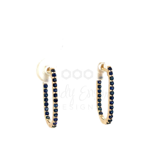 Yellow Gold Sapphire Paper Clip Earring (Double Sided)
