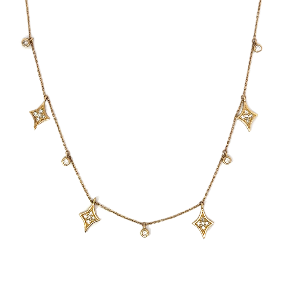 Kite and Bezeled Diamond Station Necklace