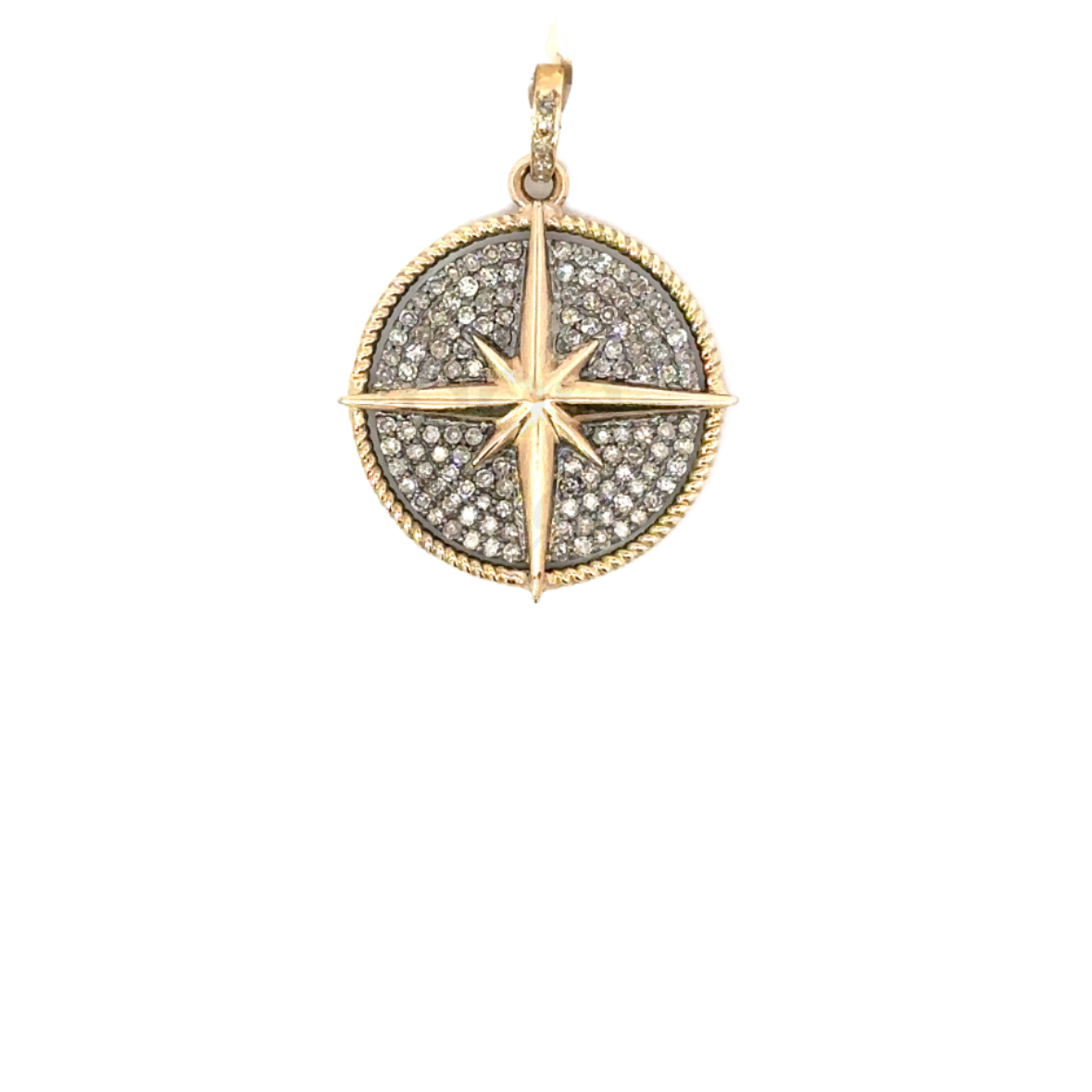 Mixed Metal Pave Diamond Sundial Pendant