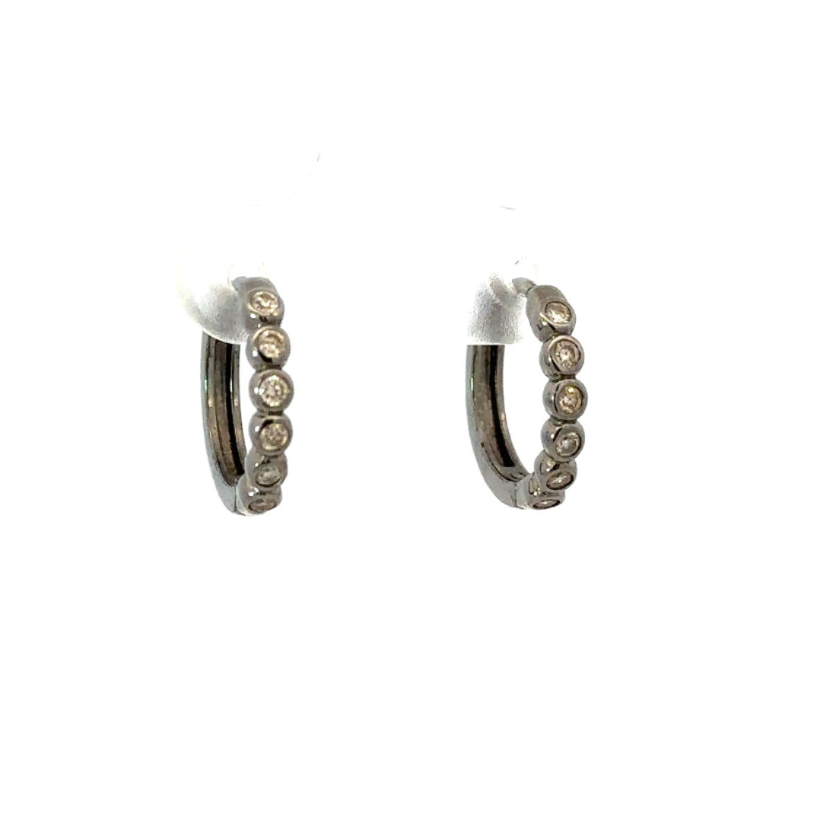 Sterling Huggie (12mm) with 5 Bezeled Diamonds