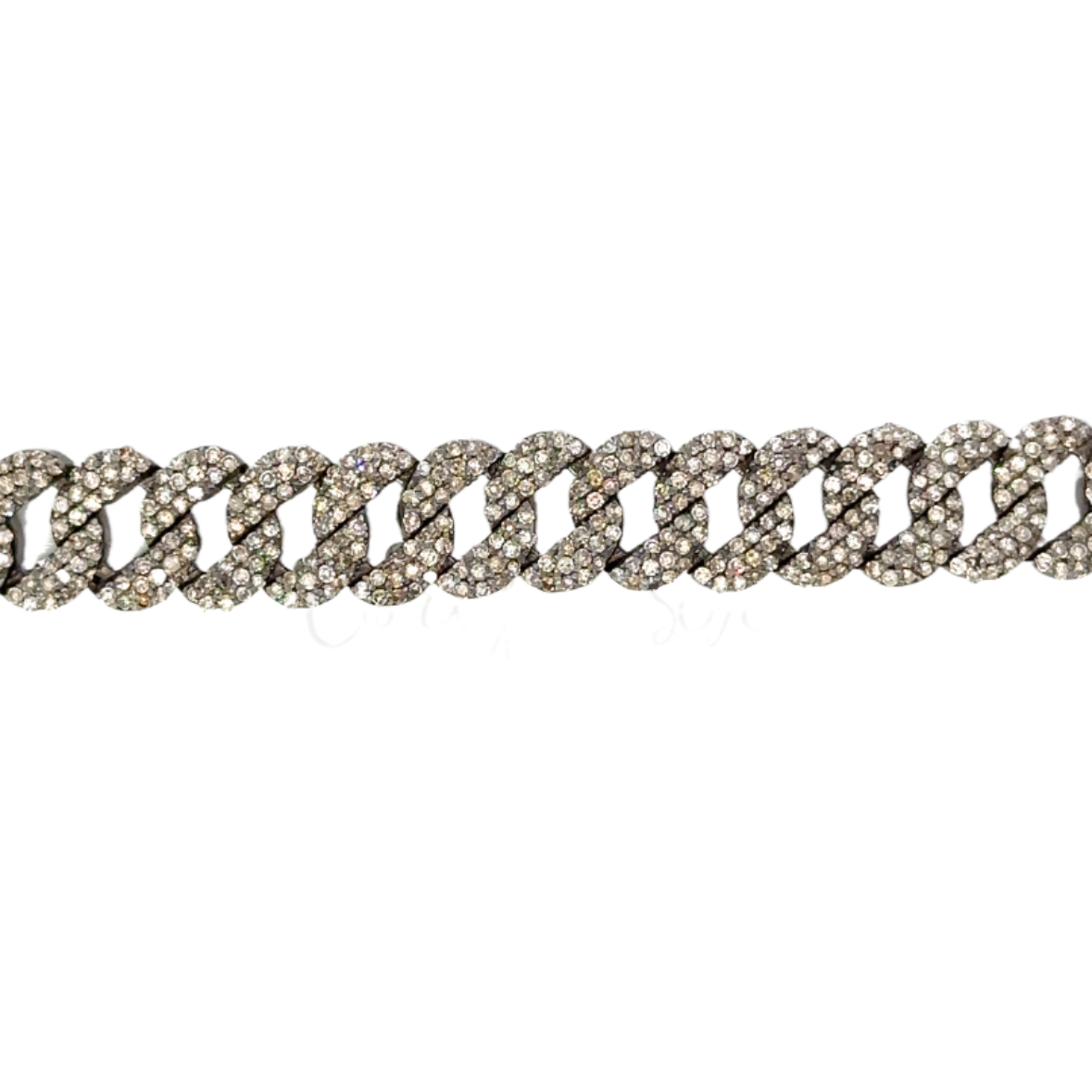 Sterling Silver Pave Cuban Chain Link Bracelet