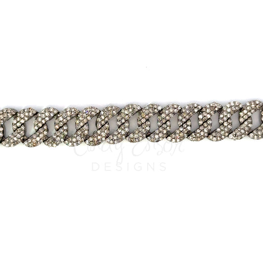 Sterling Pave Cuban Chain Link Bracelet