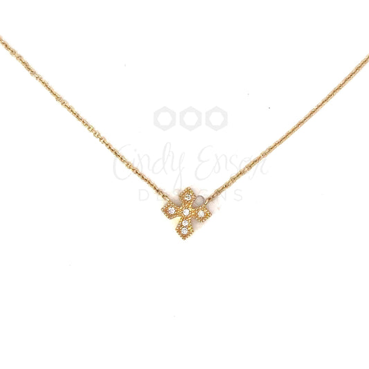 Antique Pave Diamond Cross Necklace
