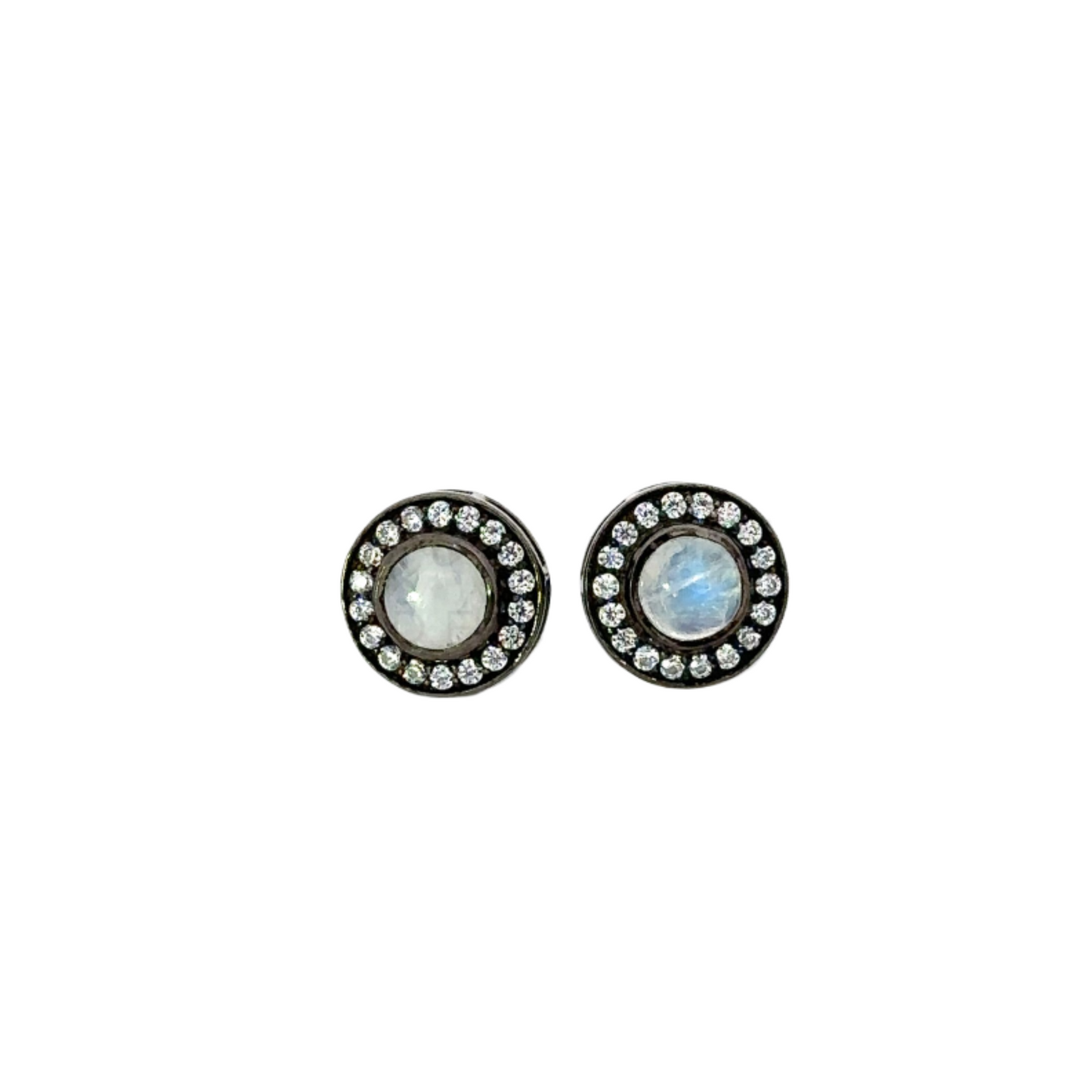 10mm Round CZ Stud with Moonstone Center