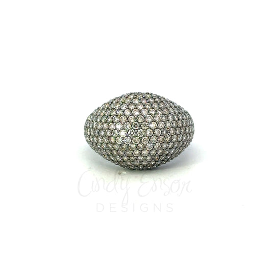 Sterling Silver Pave Diamond Dome Ring