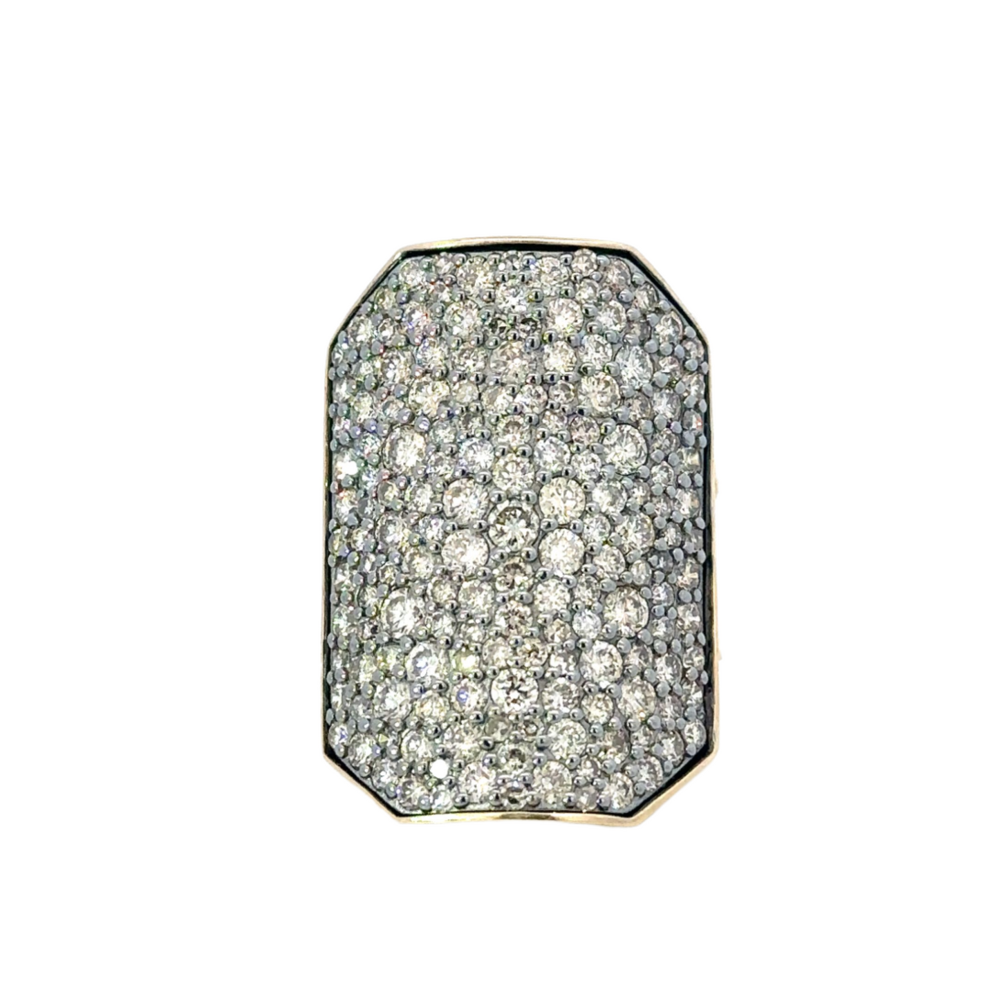 Large Mixed Metal Pave Diamond Geometric Ring