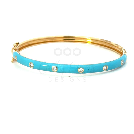 Yellow Gold Turquoise Enamel Diamond Bracelet