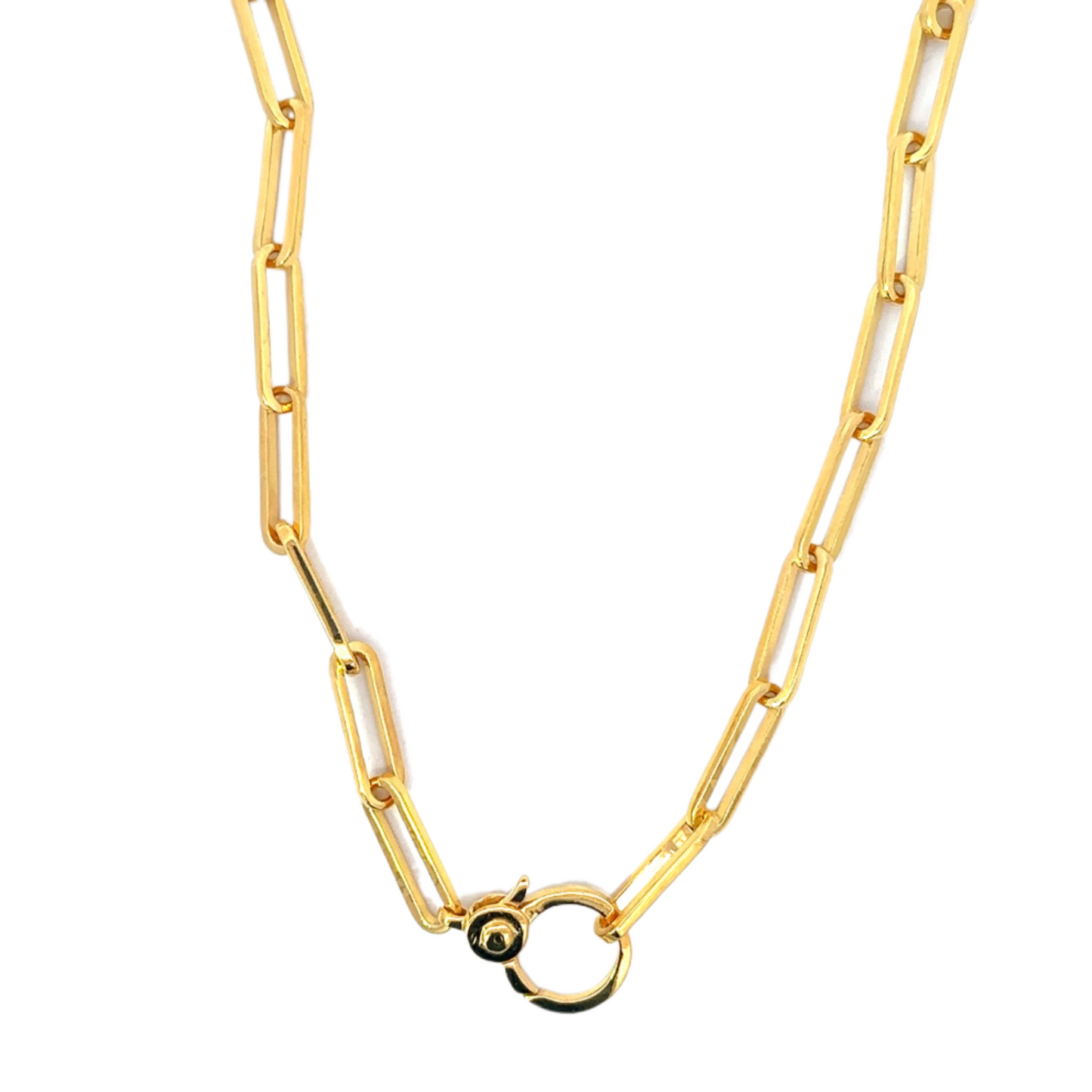 Gold Vermeil Paper Clip Necklace with Circle Lobster Clasp