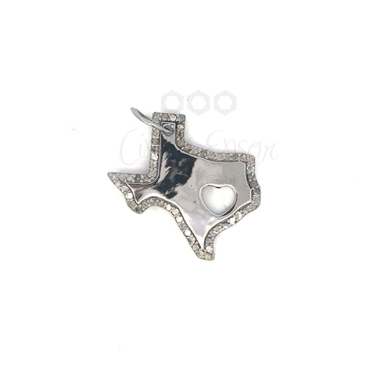 Texas Heart Cut Out Pendant with Pave Border