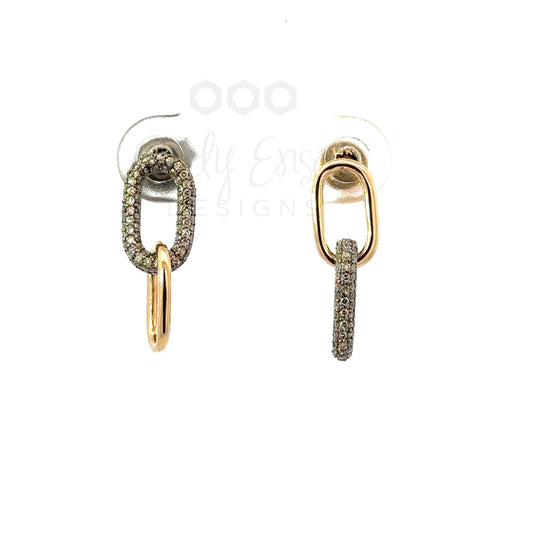 Mixed Metal Mismatched Oval Link Earring