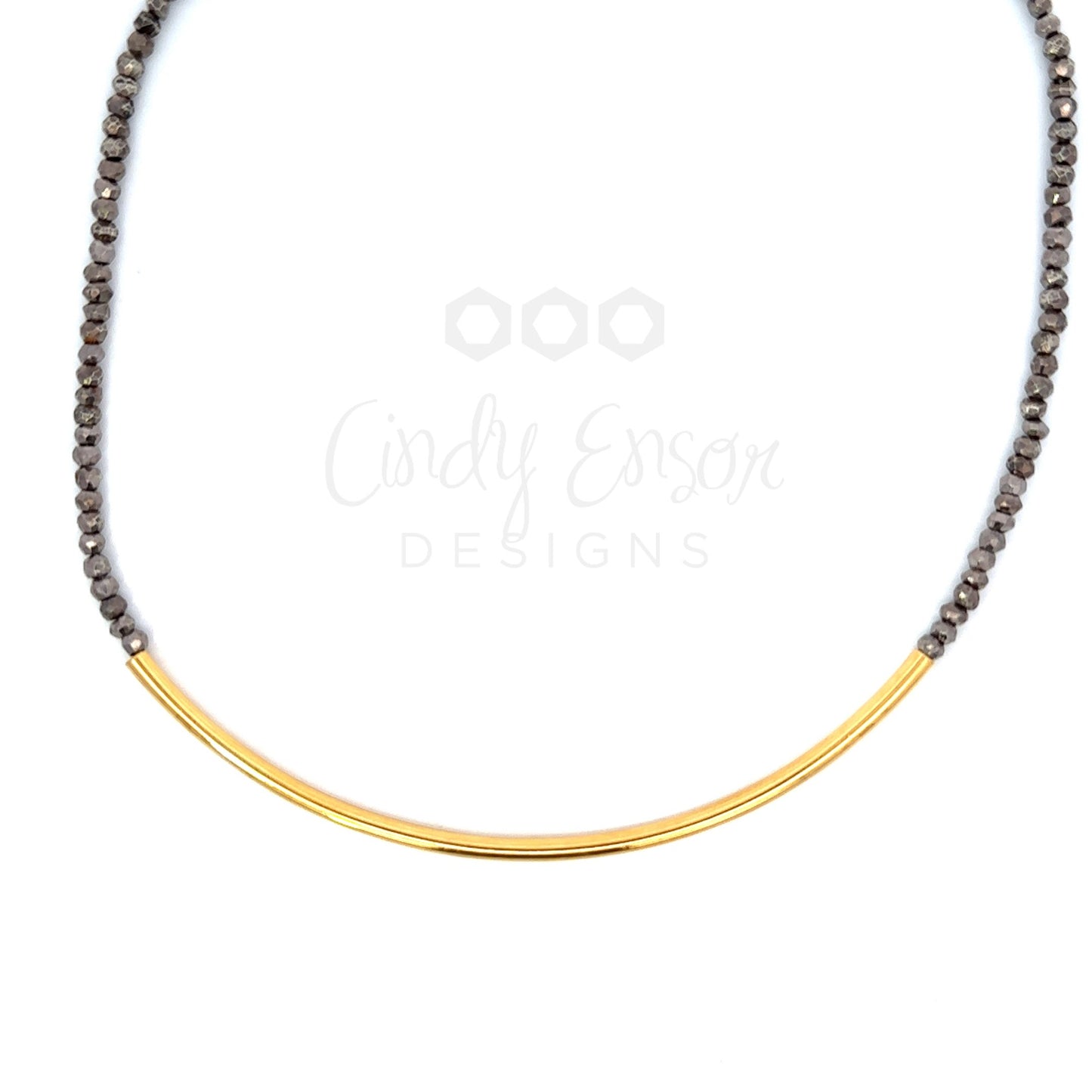 Strung Pyrite Necklace with Bar