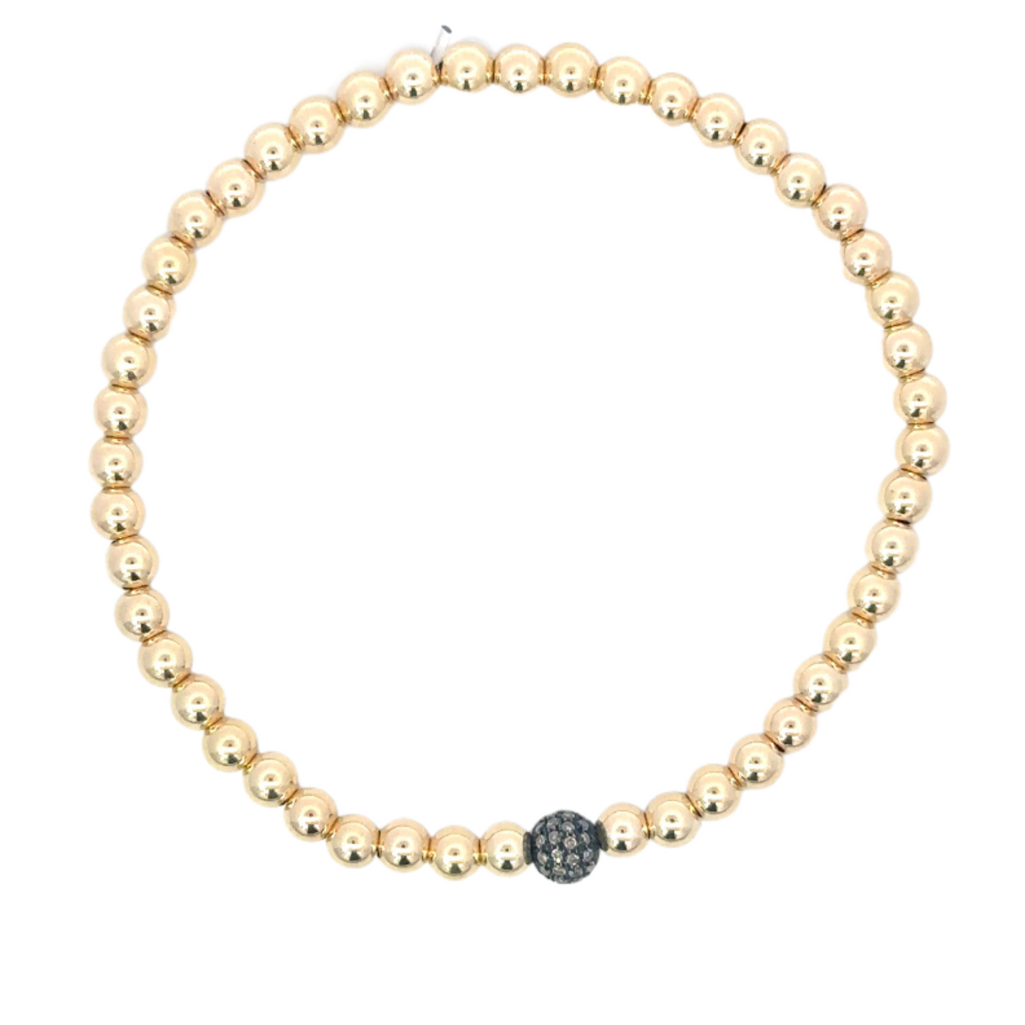 Gold Filled Bead Bracelet with 5mm Sterling Pave Ball