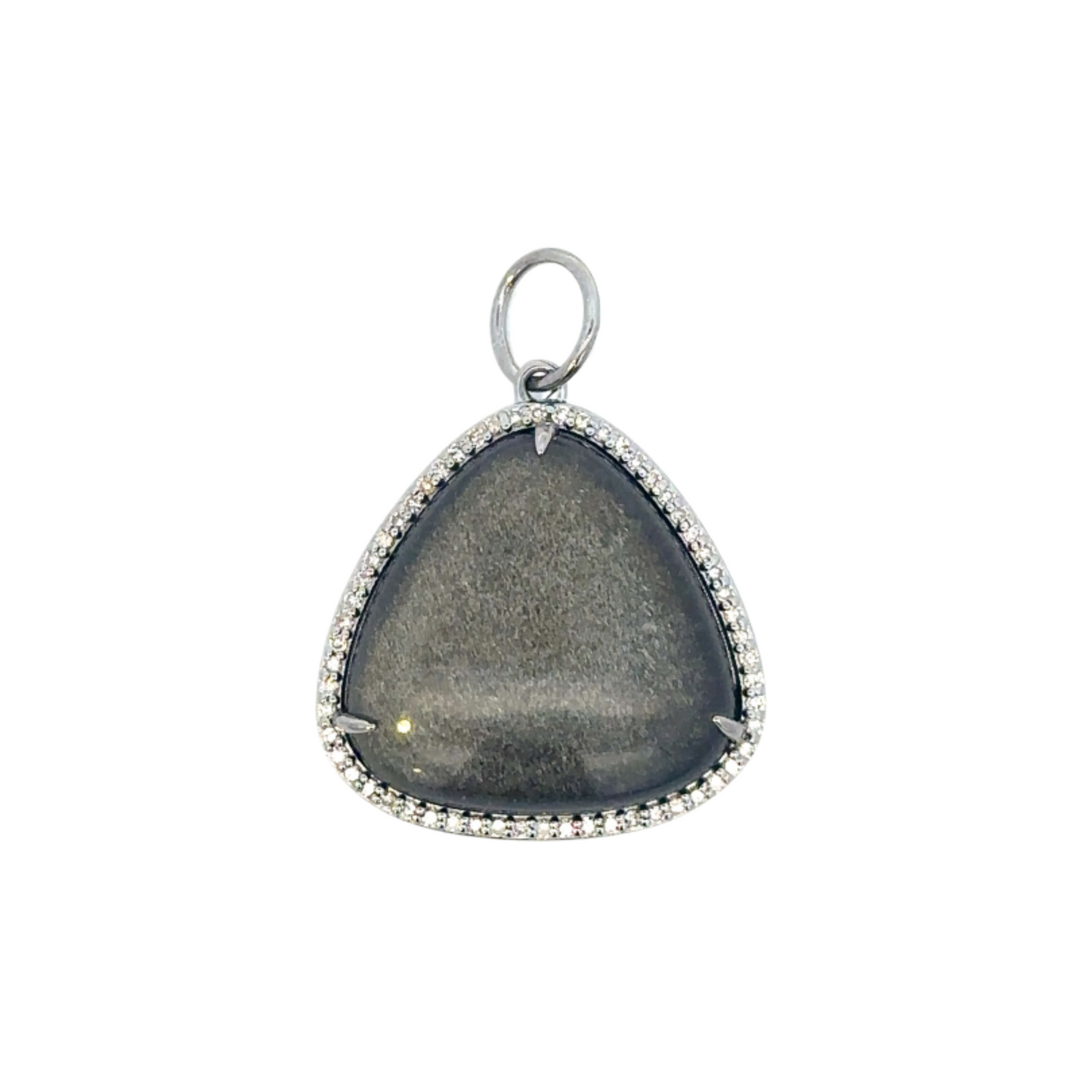 Triangle Labradorite and Pave Diamond Pendant