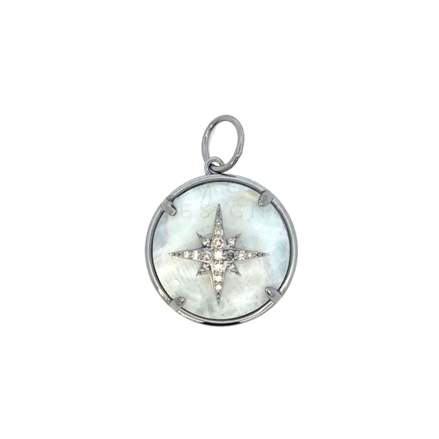 Circle Moonstone Pendant with Pave Star