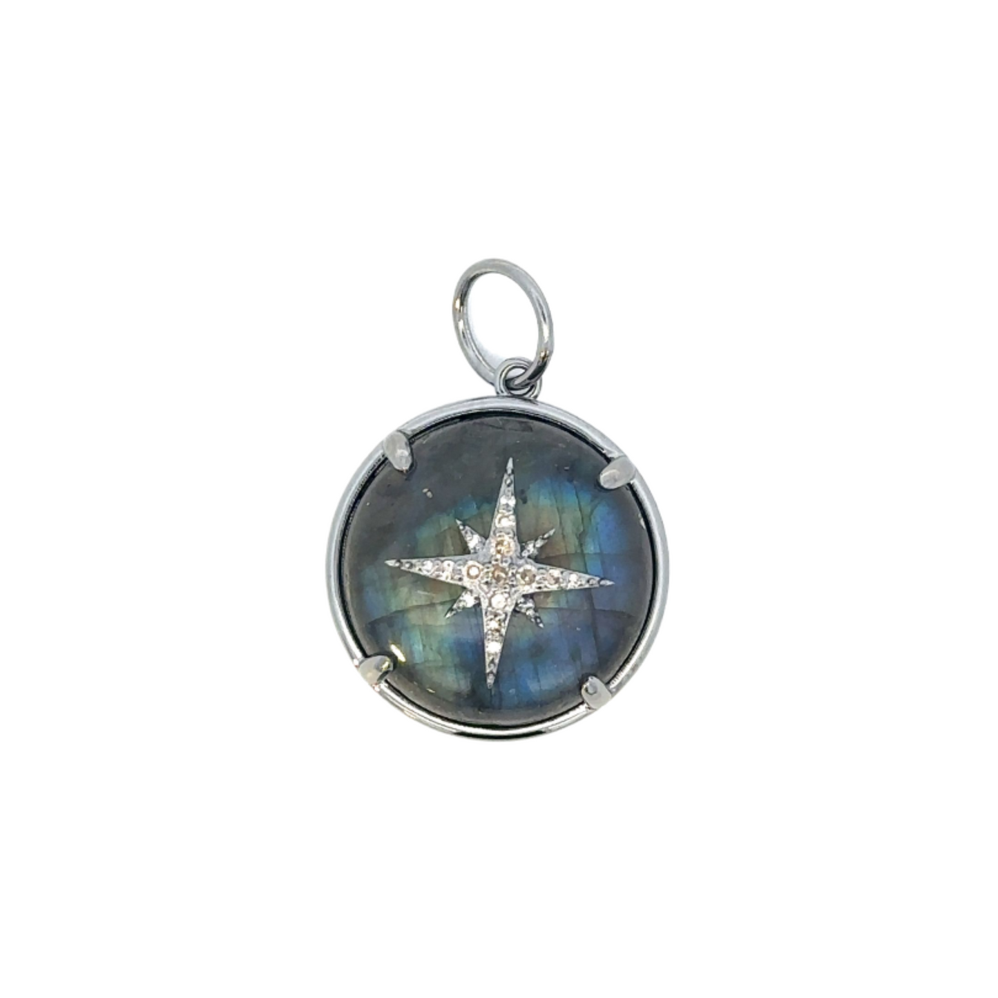 Circle Labradorite Pendant with Pave Star