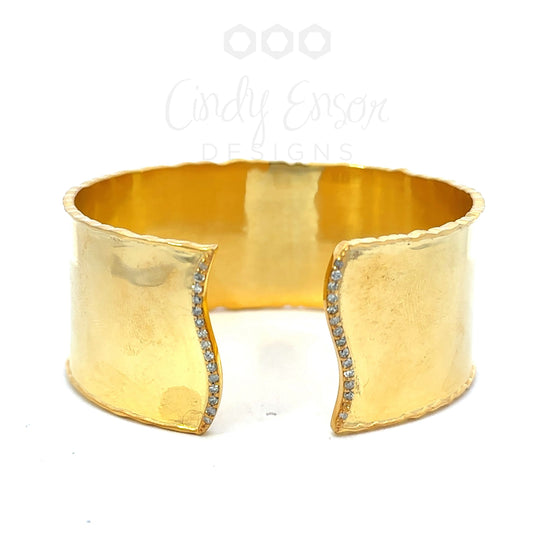 Vermeil Open Cuff with Diamond Accents