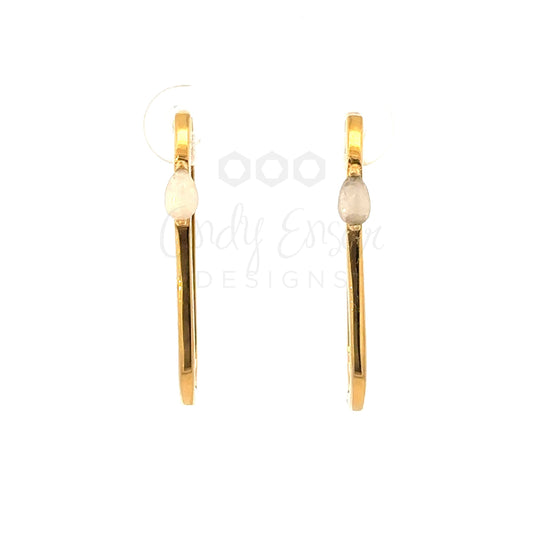 Gold Vermeil 30mm Paper Clip Earring with Moonstone Accent