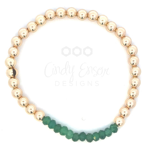 5mm Yellow Gold Filled Bead Bracelet with Colored Crystal Accents