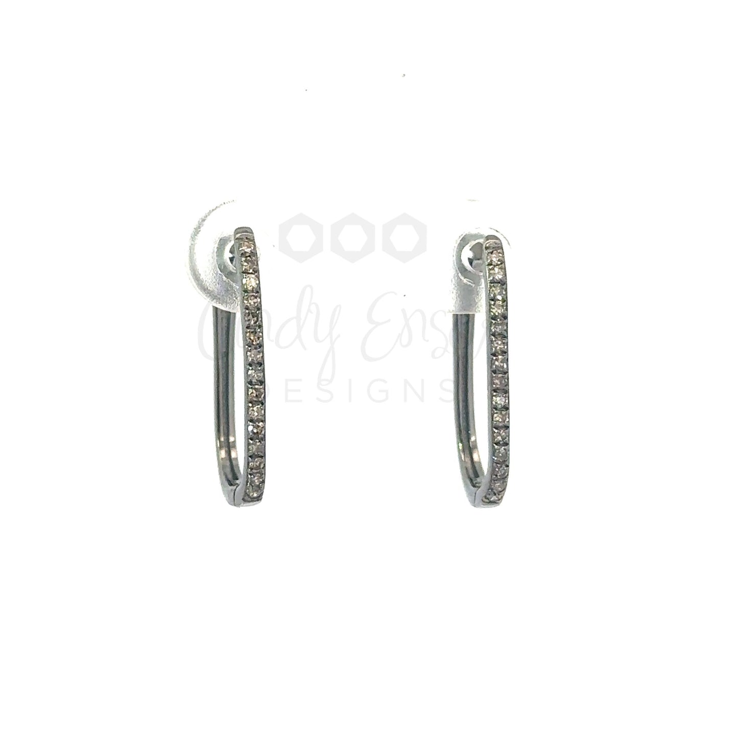 Pave Diamond Paper Clip Earring (Single Sided)