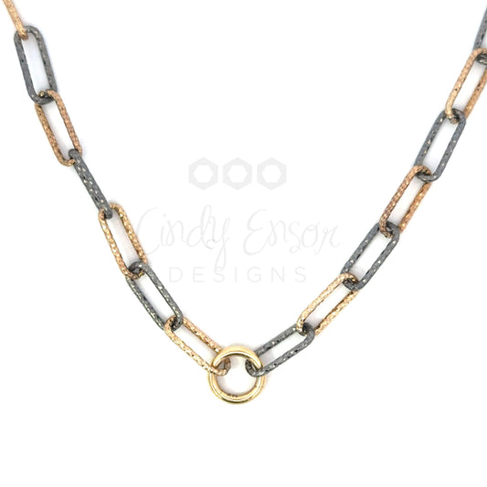 Mixed Metal Diamond Cut Trio Necklace with YG Working Bail
