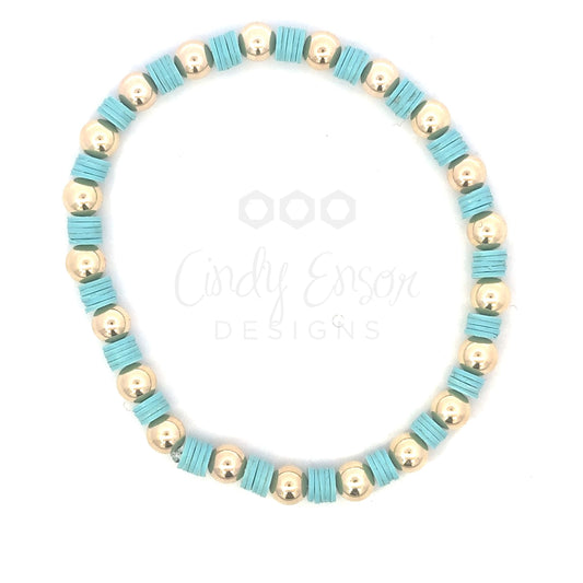 5mm GF Bead Bracelet with Turquoise Accents