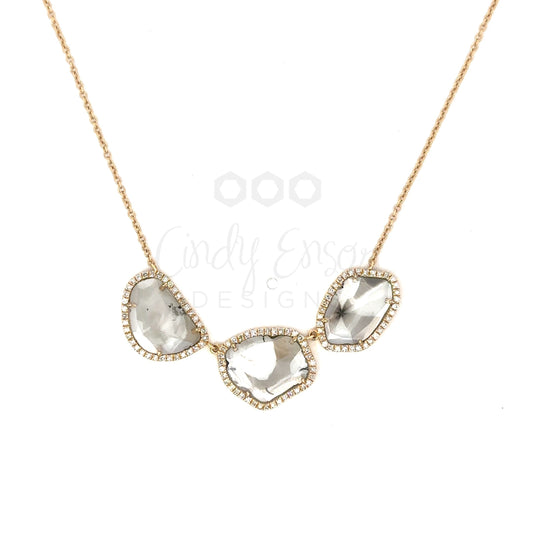 Triple Sliced Diamond Necklace