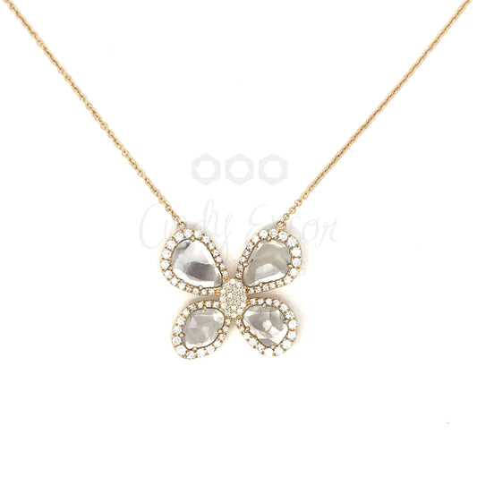 Sliced Diamond Butterfly Necklace
