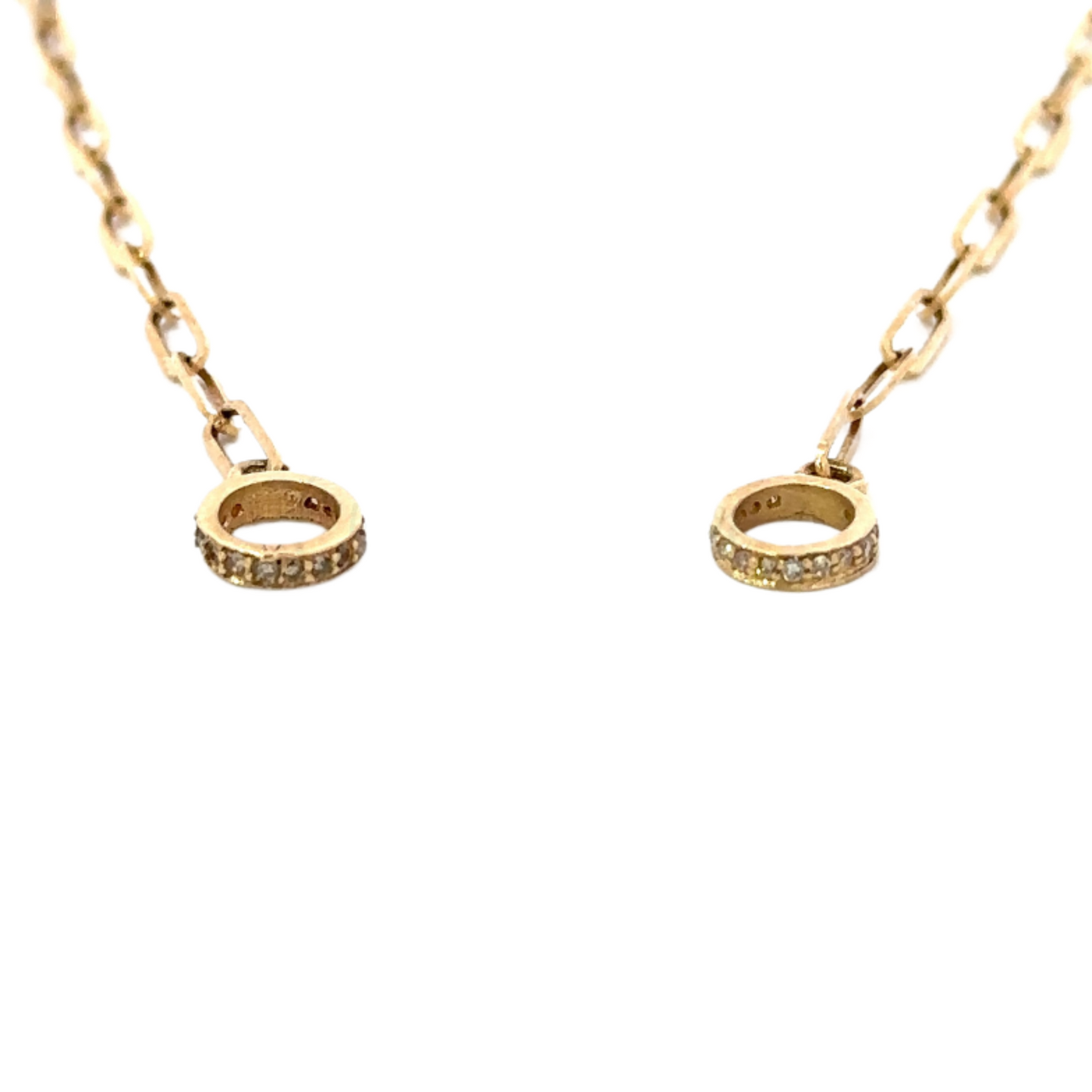 Paper Clip Necklace 16" with Small Open Pave Diamond Bails
