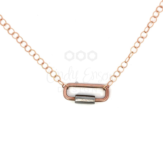 Short Rose Gold Toned Chain with Two Toned Rose Gold Caribeener