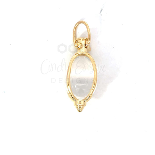 Large Yellow Gold and Crystal Fob Pendant