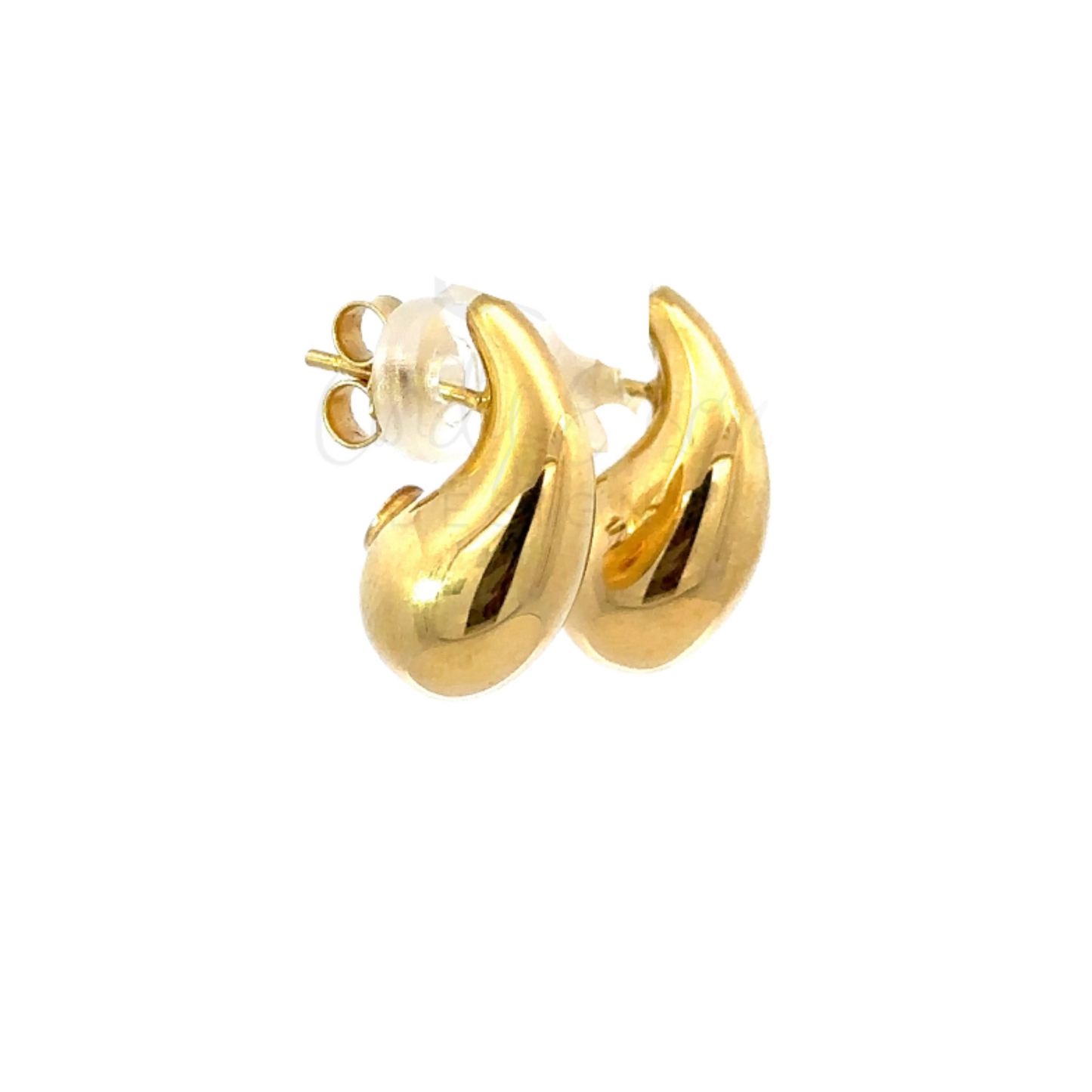 Yellow Gold Bubble Tear Drop Earring