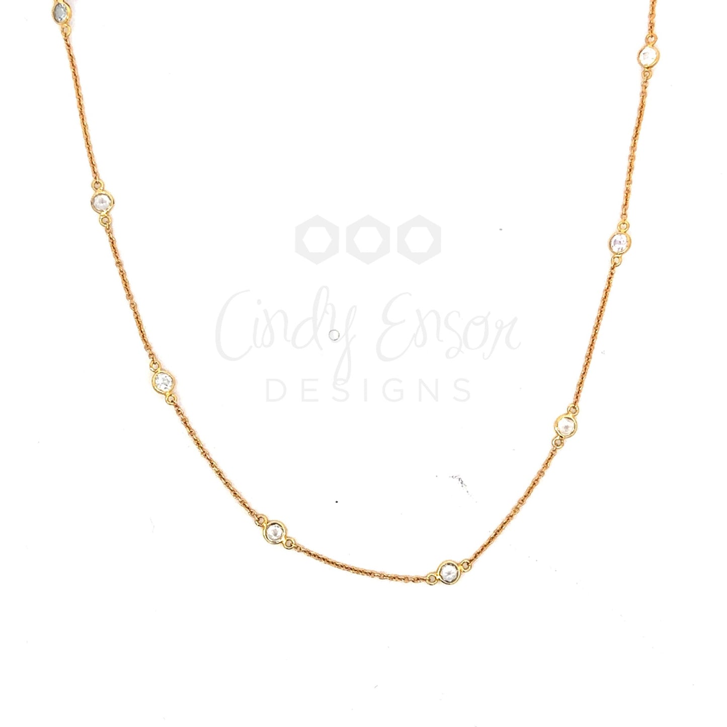 Yellow Gold White Sapphire By the Yard Necklace