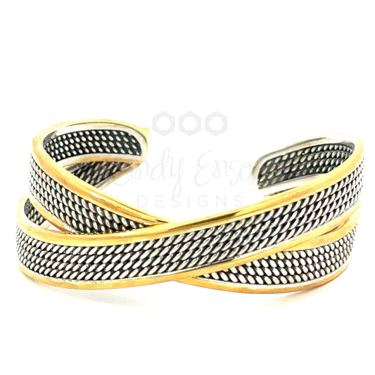 Vermeil and Sterling Thin Braided X Bracelet